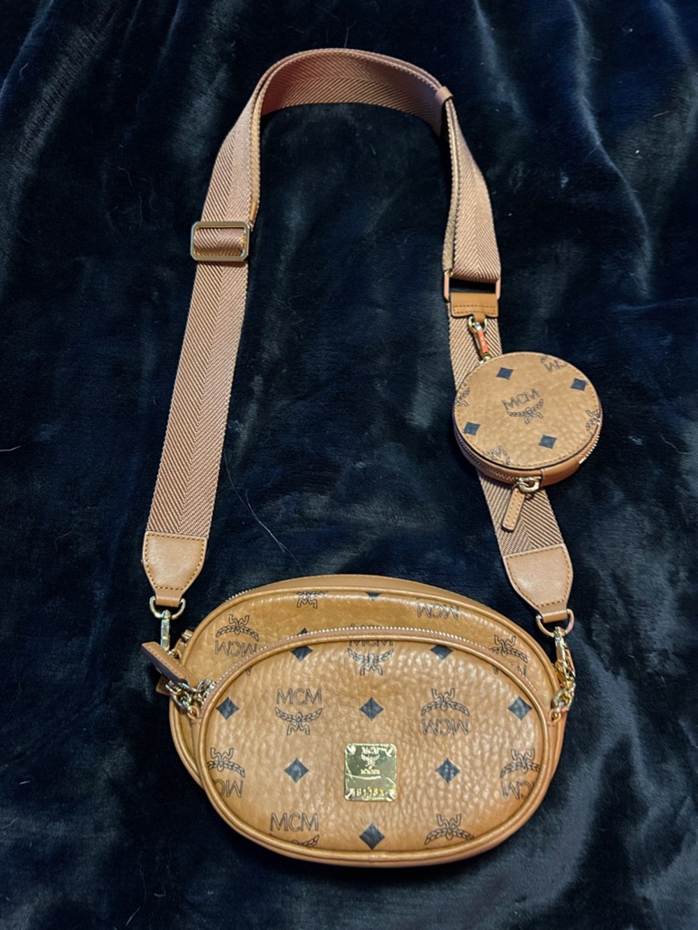 MCM Triple Pouch Signature Visetos Crossbody in Cognac - Picture 16 of 16